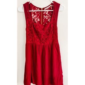 Anthropologie Kimchi Blue Gorgeous Red Dress W/ Lace Back EUC Sz 0
